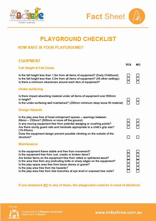 Playground Safety Checklist