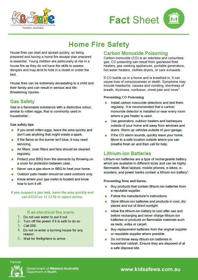 Home Fire Safety Fact Sheet